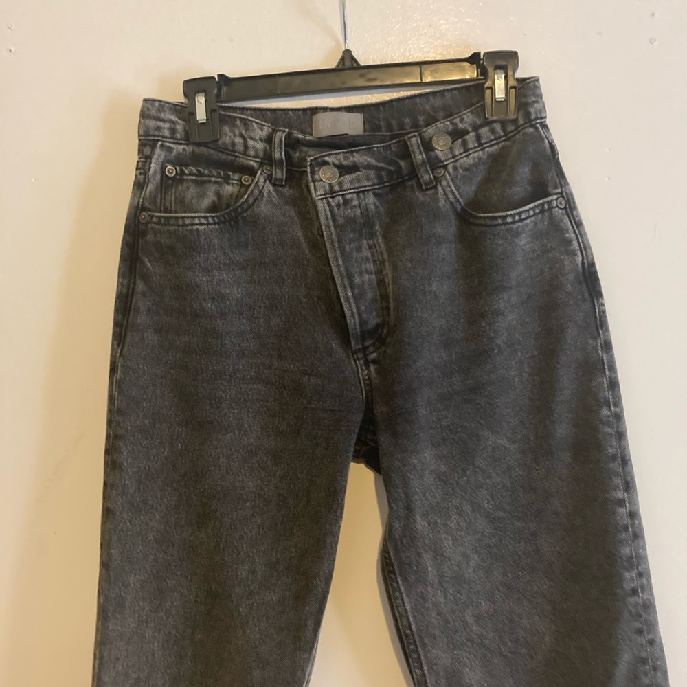 BOYISH The Casey Rigid High Rise Straight Jean Asymmetrical Buttons - Picture 9 of 13